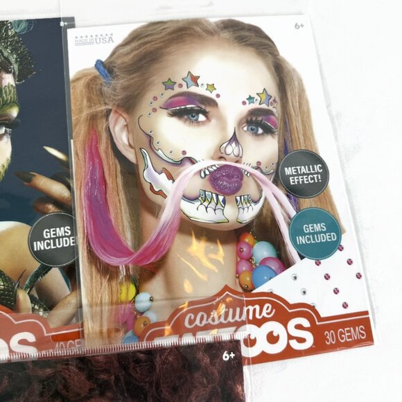 New Halloween Temporary 'Costume Face Tattoos' Lot of 5 Savvi - Picture 4 of 7